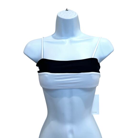 Lovers + Friends Cut Out Bikini Top Black White XS Colorblock West Coast $78 NEW - Picture 4 of 7